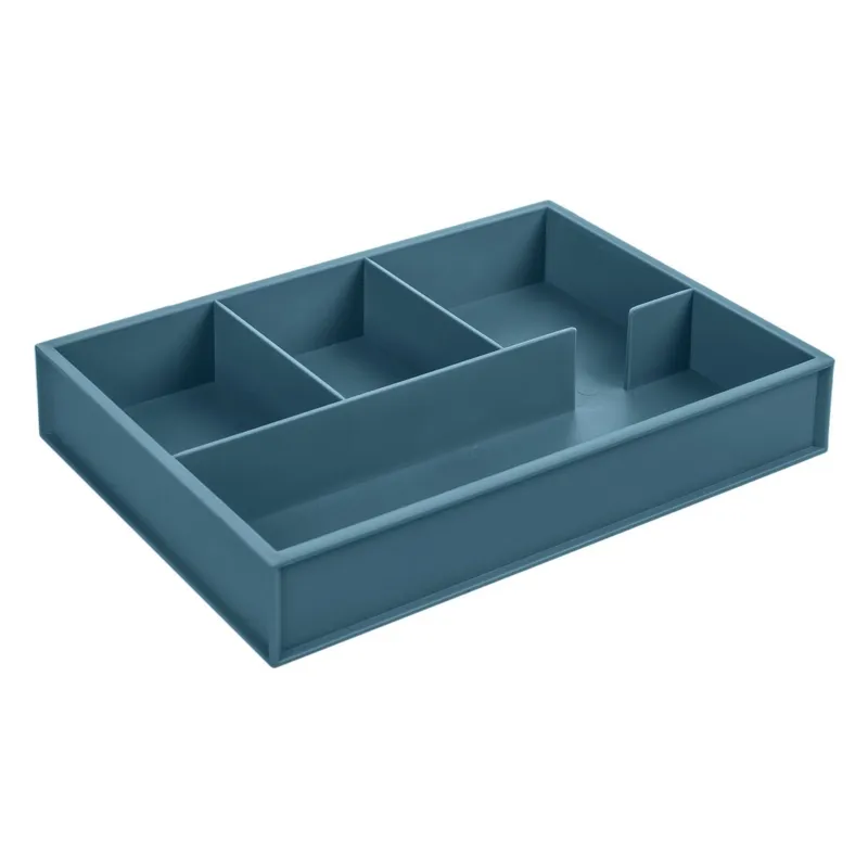 Organizator de birou din plastic, 4 compartimente, 25x17.8x4 cm, petrol – poza 2