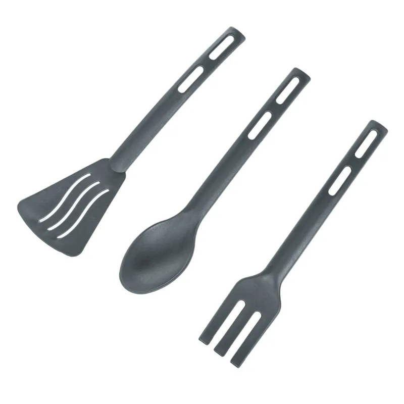 Set Ustensile de Servit Masa din Plastic Gri - 3 buc