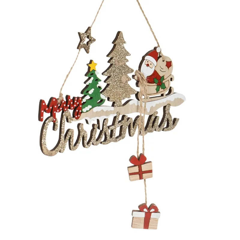 Decorațiune Suspendabilă de Crăciun din Lemn cu Mesaj Merry Christmas
