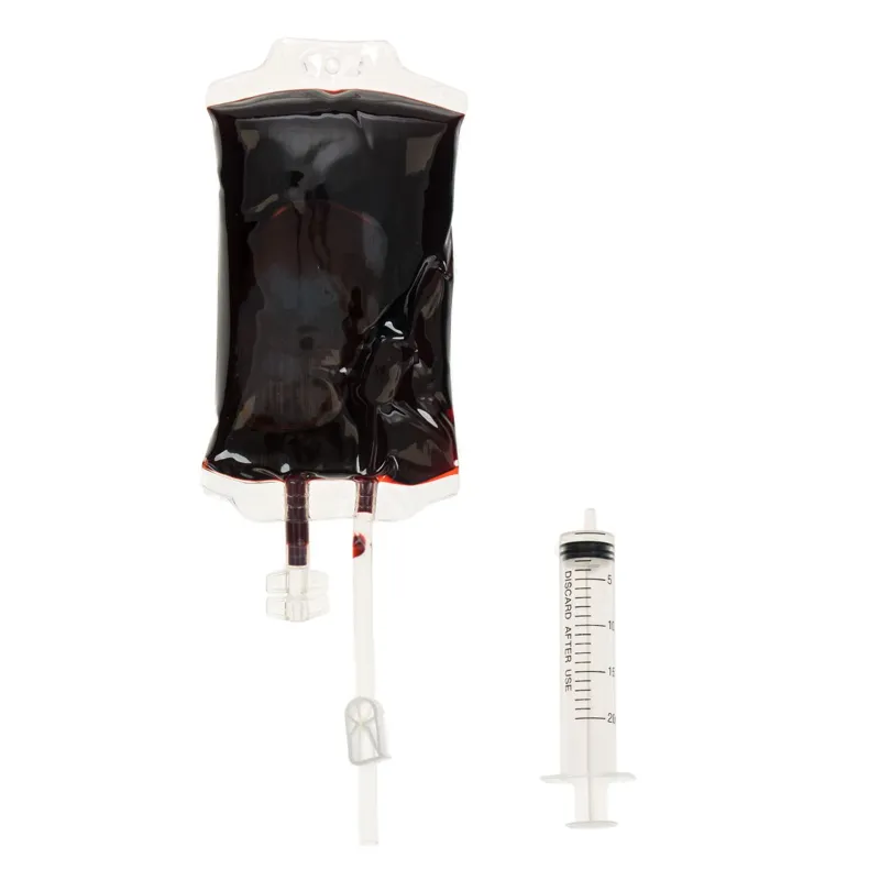 Pungă cu Sânge Fals și Seringă din Plastic, 200g, Roșu