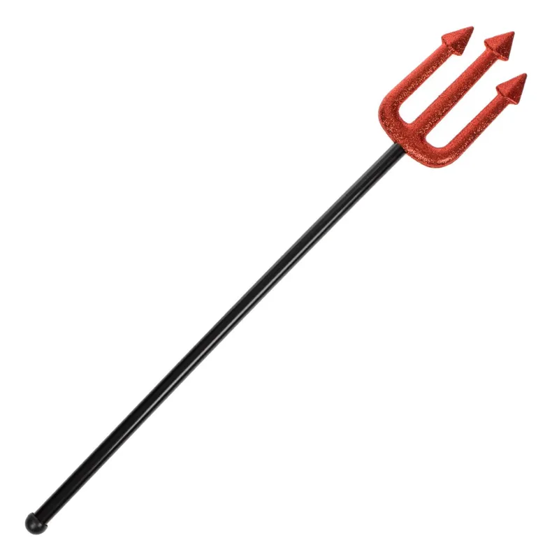 Trident cu Glitter Rosu, 54 cm, Accesoriu de Deghizare Halloween