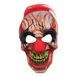 Masca de Clovn Infricosator cu Nas Pompon Rosu, Halloween