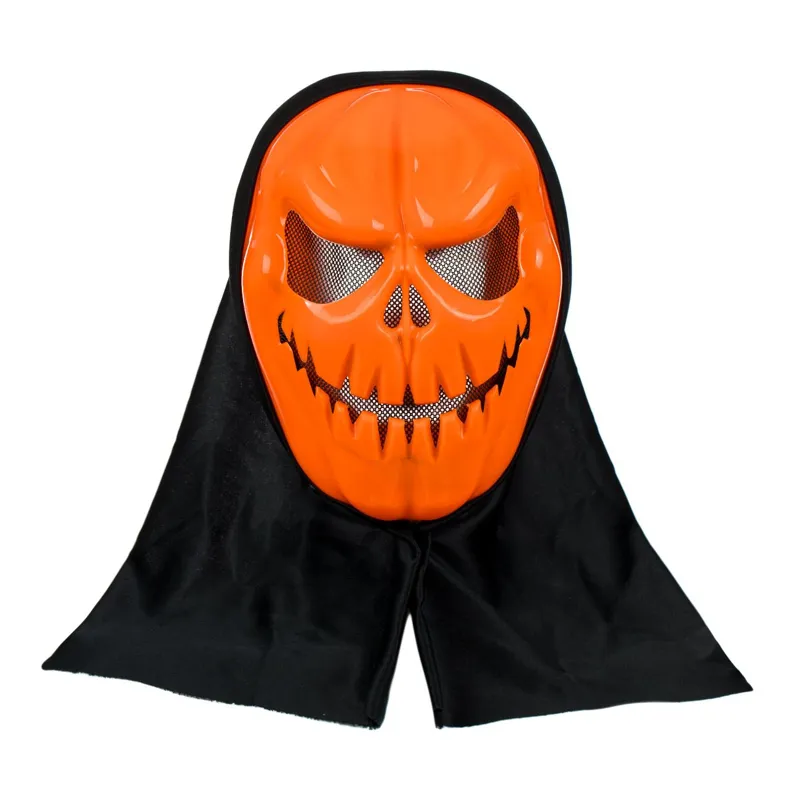 Masca de Halloween Dovleac Infricosator cu Acoperire Neagra pentru Cap