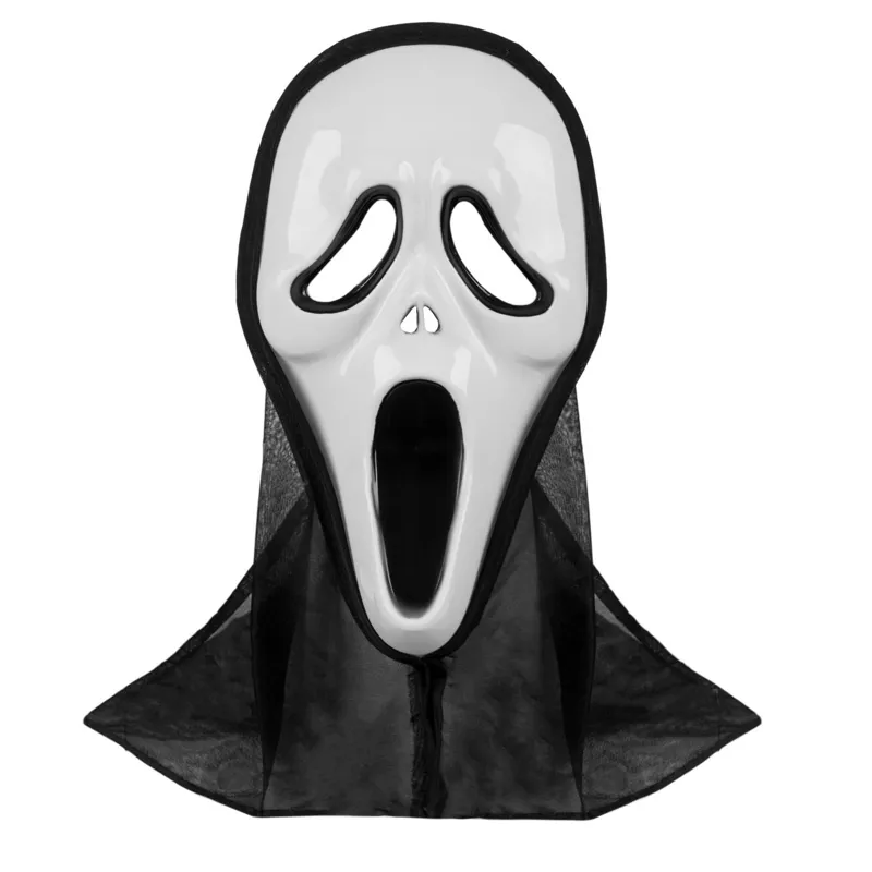 Masca de Halloween Ghostface cu gluga neagra, unica, pentru adulti