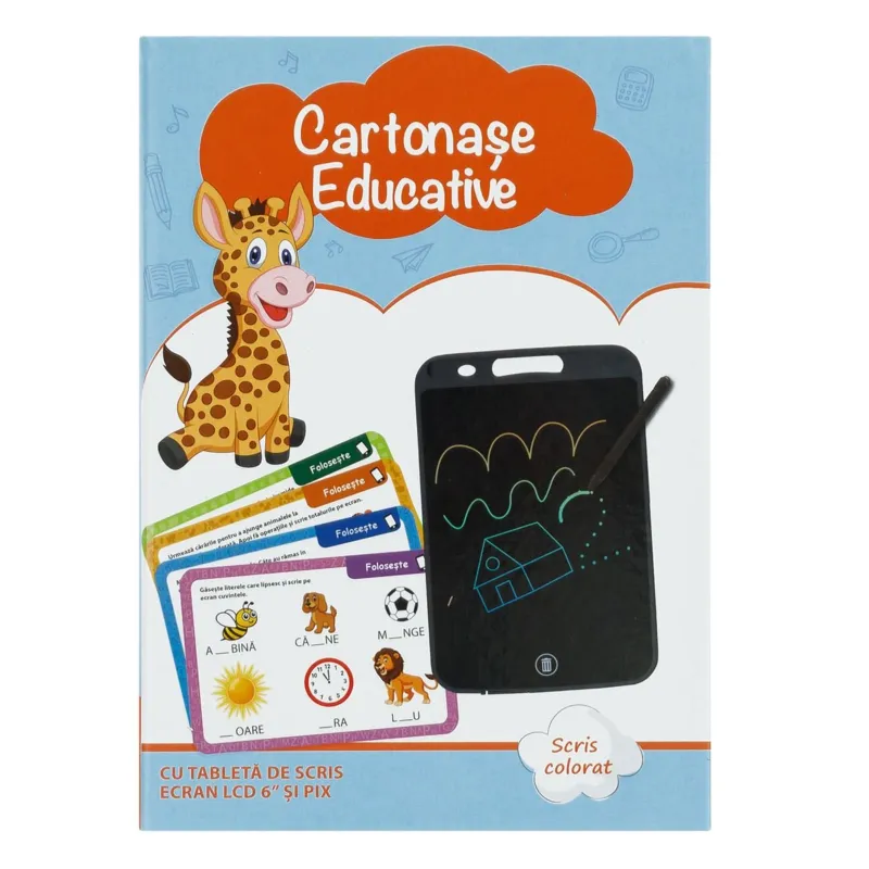 Set Carduri Educative cu Tabletă de Scris LCD, 6 Inch, Multicolor