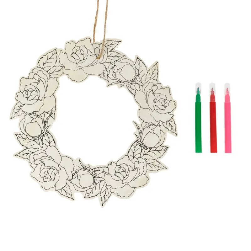 Coroniță decorativă din lemn, Set cu 3 carioci și frânghie, 21 cm