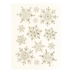 Autocolante decorative de Craciun fulgi bej sampanie pentru perete