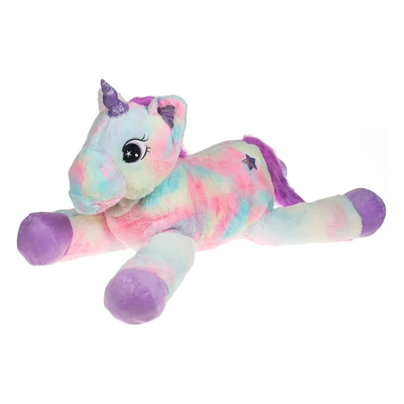 Unicorn de plus curcubeu cu corn cu glitter, 1 m
