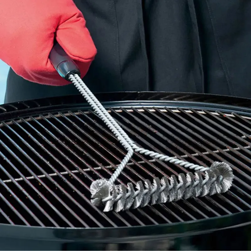 Perie triunghiulară din oțel inoxidabil pentru curățat grătare BBQ, 30 cm