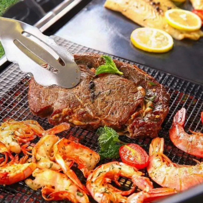 Plasă antiaderentă pentru grătar BBQ, 42x36 cm, neagră, din fibră de sticlă