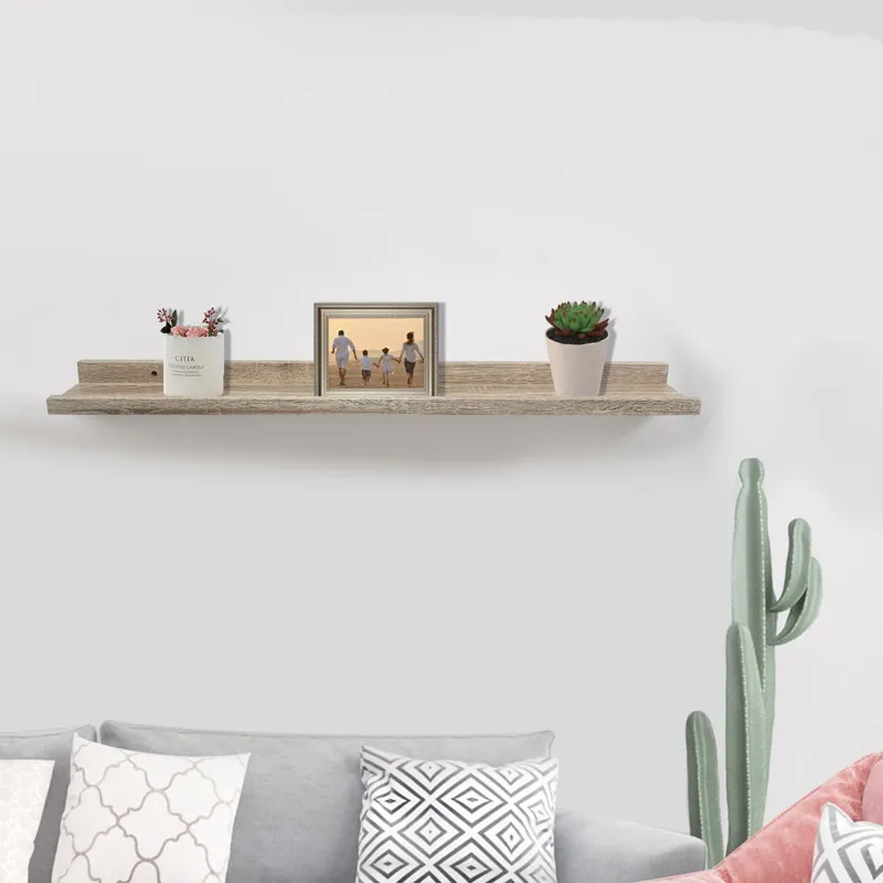 Raft de perete din lemn MDF, Natural, 80x10x4cm