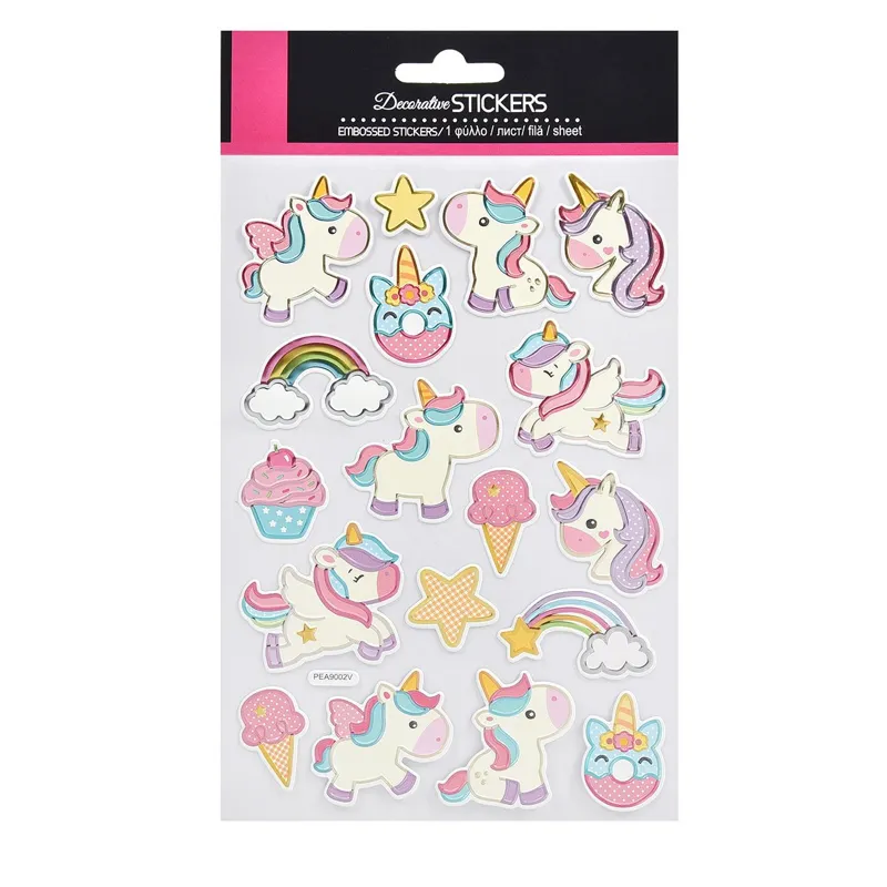 Autocolante cu Unicorni Baby, Set 18 buc, Pastel, Detalii Metalizate