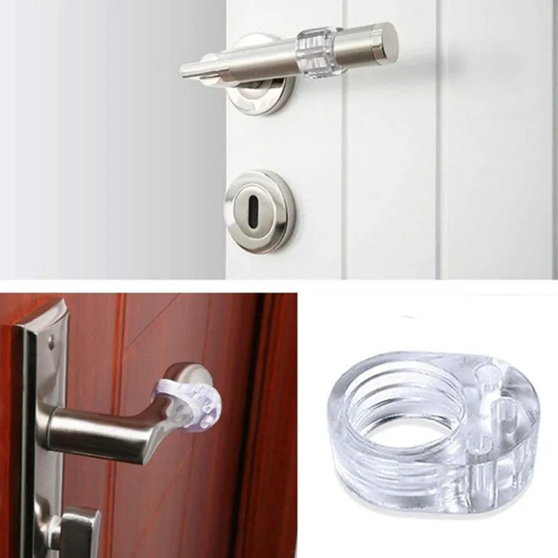 Inel de protecție transparent pentru mânerul ușii, set 2 bucăți, plastic