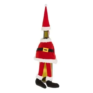 Husa pentru sticle de vin model costum Mos Craciun