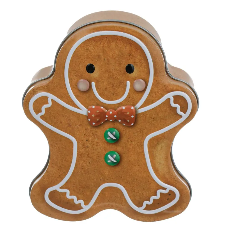 Cutie Metalică Gingerbread Crăciun Bej pentru Dulciuri