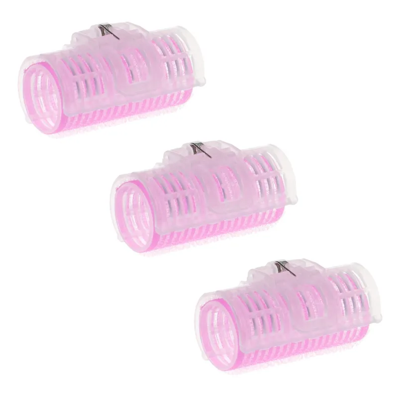 Bigudiuri cu scai și clamă, 6 cm, set de 3 bucăți, roz