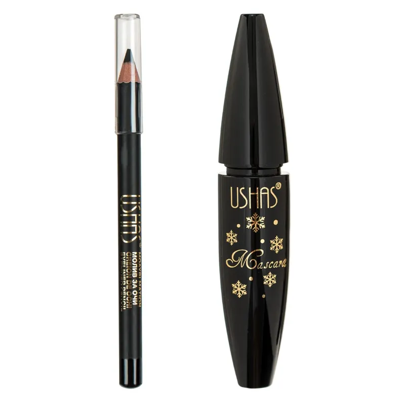 Set rimel negru și creion de ochi negru pentru un look intens