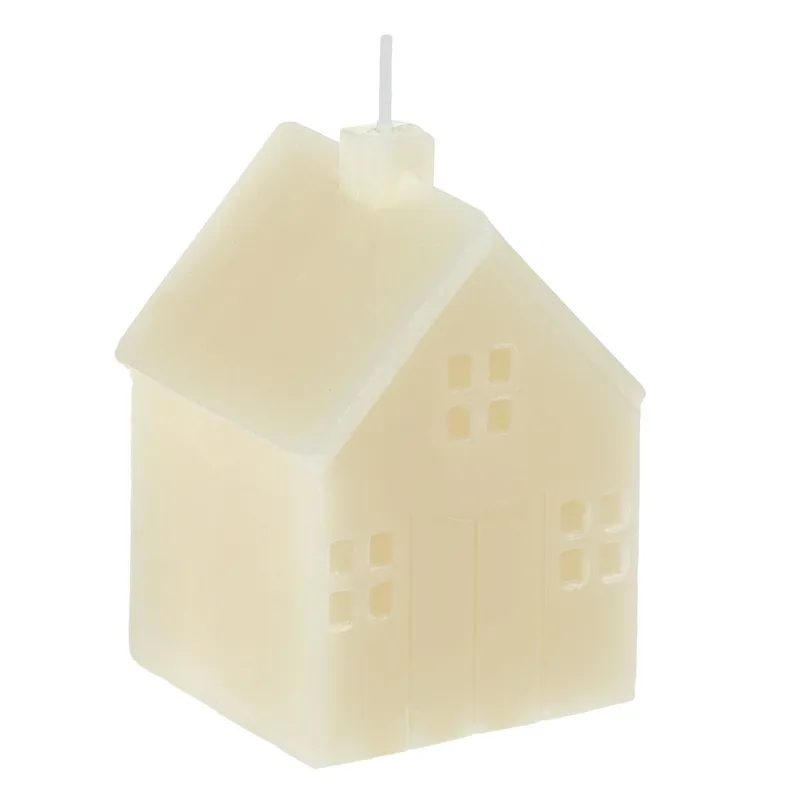 Lumanare decorativa 3D in forma de casa, Ecru, 5.5x5.5x8cm