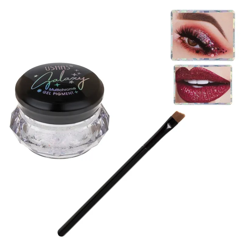 Glitter cu textura cremoasa, transparent holografic, cu pensula, 7.2g