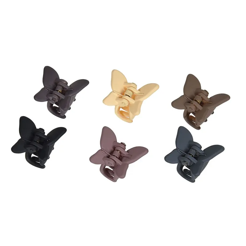 Clame de păr fluture mat, set 6 bucăți, 2 cm