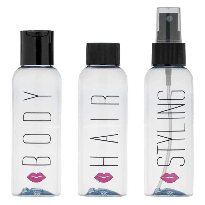Set sticle călătorie transparente 100ml pentru cosmetice și îngrijire