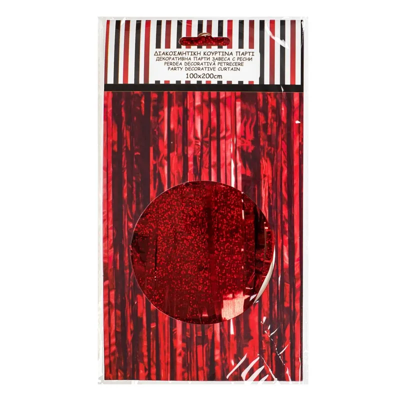 Perdea decorativa de petrecere cu franjuri, rosie, 1x2m