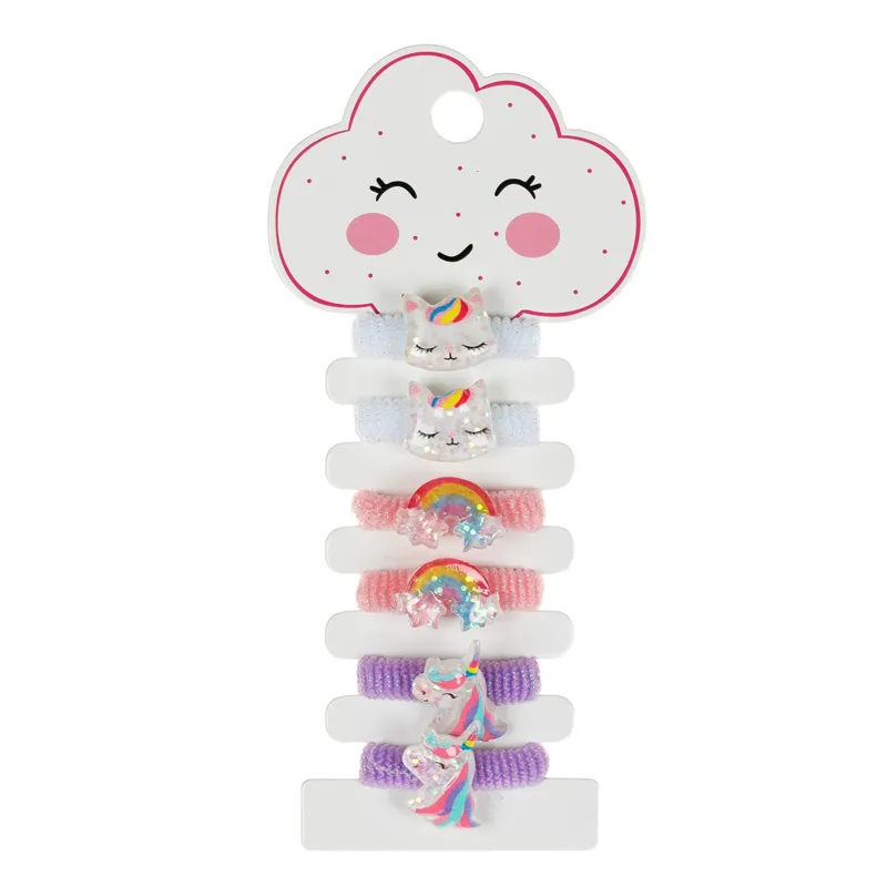 Set elastice de păr pentru copii multicolor cu pisici, curcubeu și unicorni