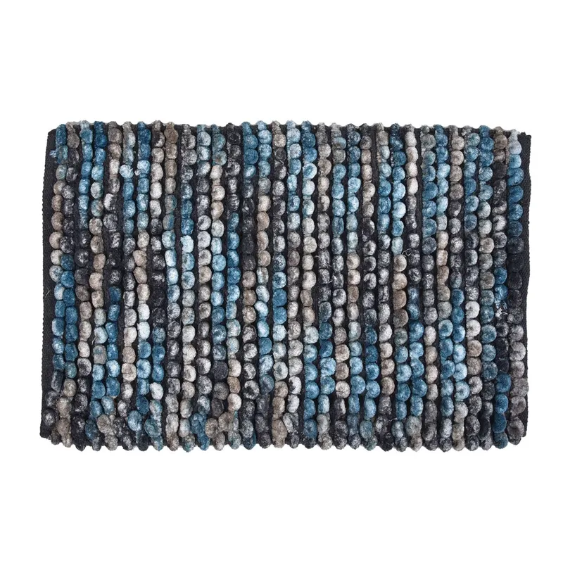 Covor Baie Microfibră Gri-Albastru Dots Antiderapant 80x50cm