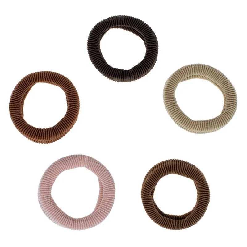 Set 5 Elastice de Par Frotte, Maro, Bej si Roz, Groase