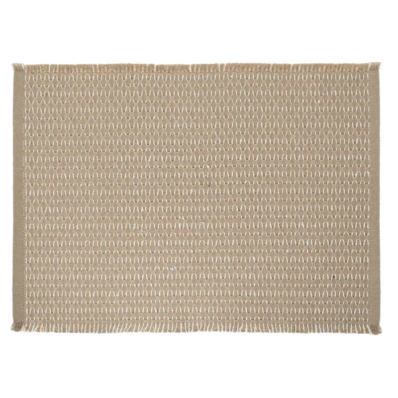 Suport Farfurii Rustic din Bumbac Bej cu Detaluri Albe
