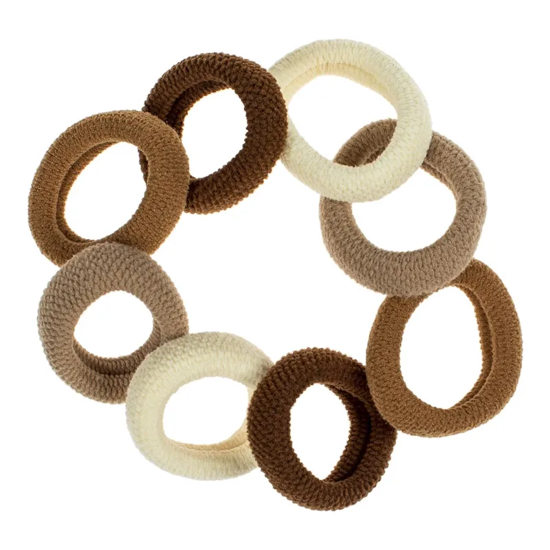 Elastice de par frotte groase, Set 8 buc, Maro Bej Ecru