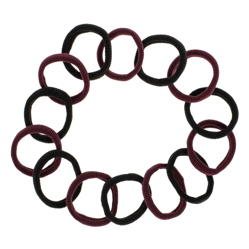 Elastice de par din frotte, Set 14 buc, Negru si Bordo