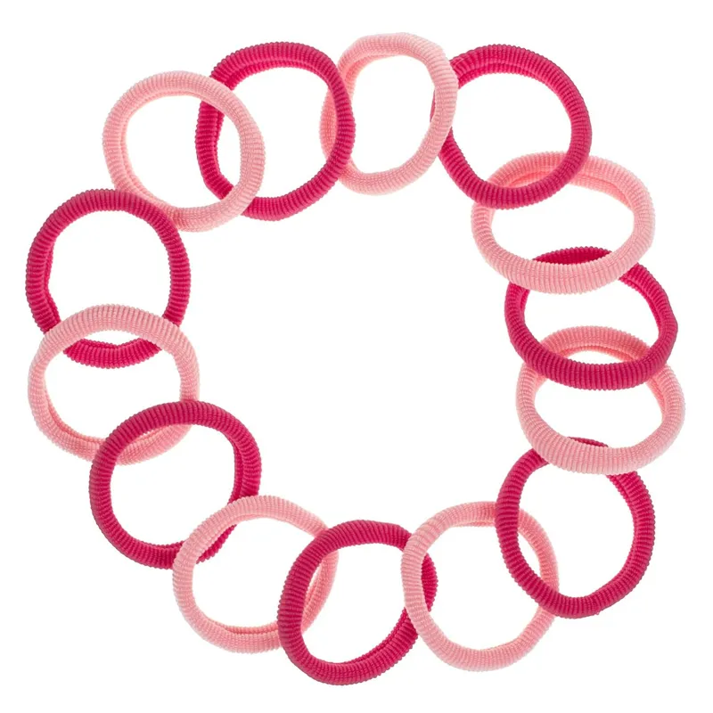 Elastice de par frotte, Set 14 buc, Fucsia si Roz