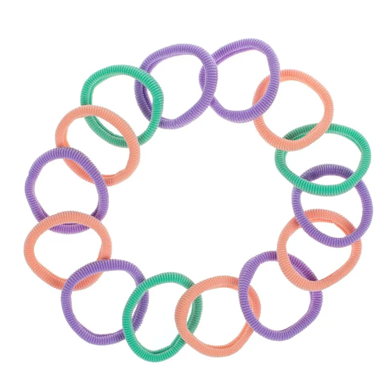 Set 14 Elastice de Par Frotte, Culori Pastelate (Lila, Somon, Verde)