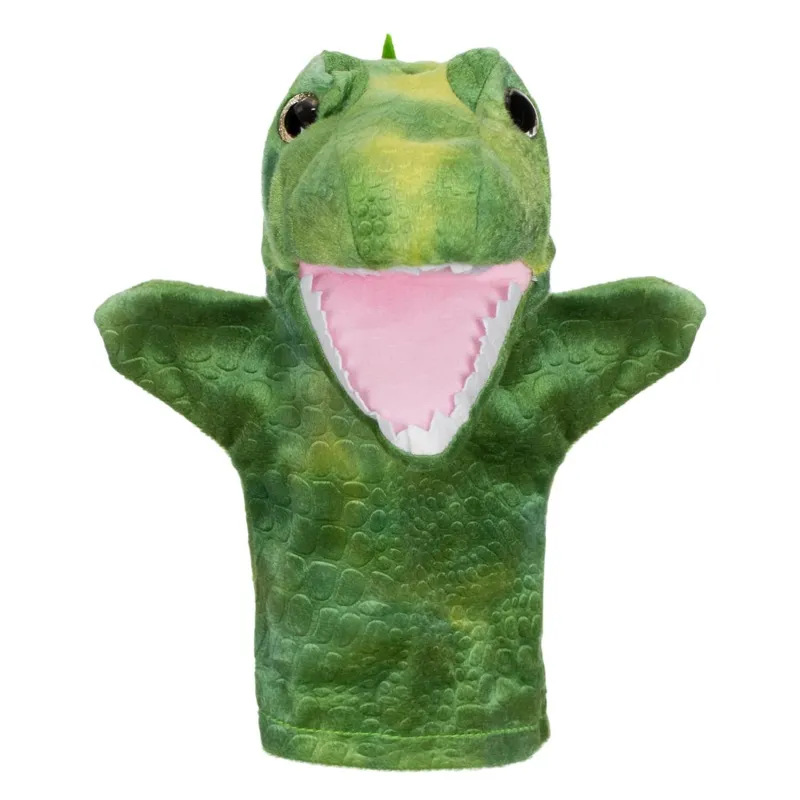 Figurină de plus, Dinozaur verde, pentru teatru de păpuși, 28 cm