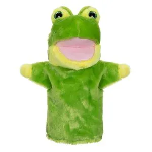 Figurină de plus broscuță verde pentru teatru de păpuși, 28 cm
