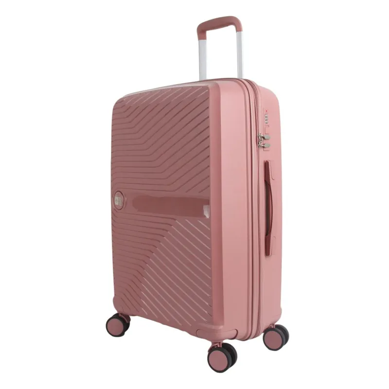 Valiză Troler cu Dungi Reliefate, 58L, Roz