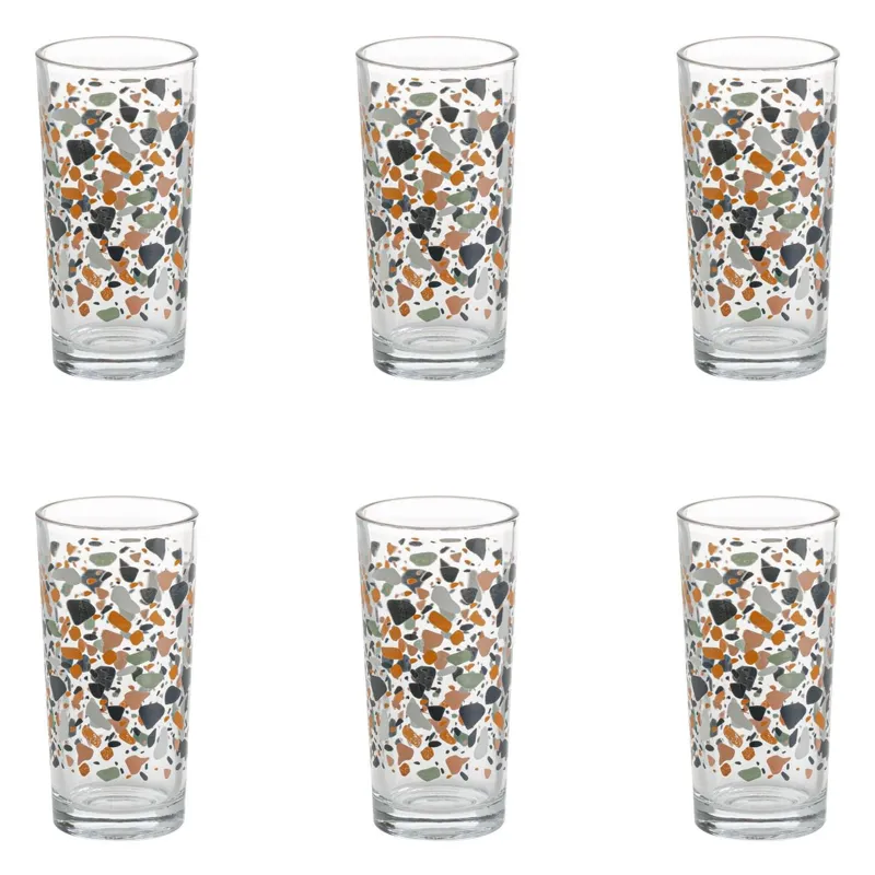 Set de 6 Pahare din Sticlă Triunghiulare Mosaic Multicolor 250ml