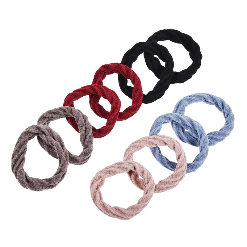 Set 10 Elastice de Par Frotte, Culori Asortate, Texturate