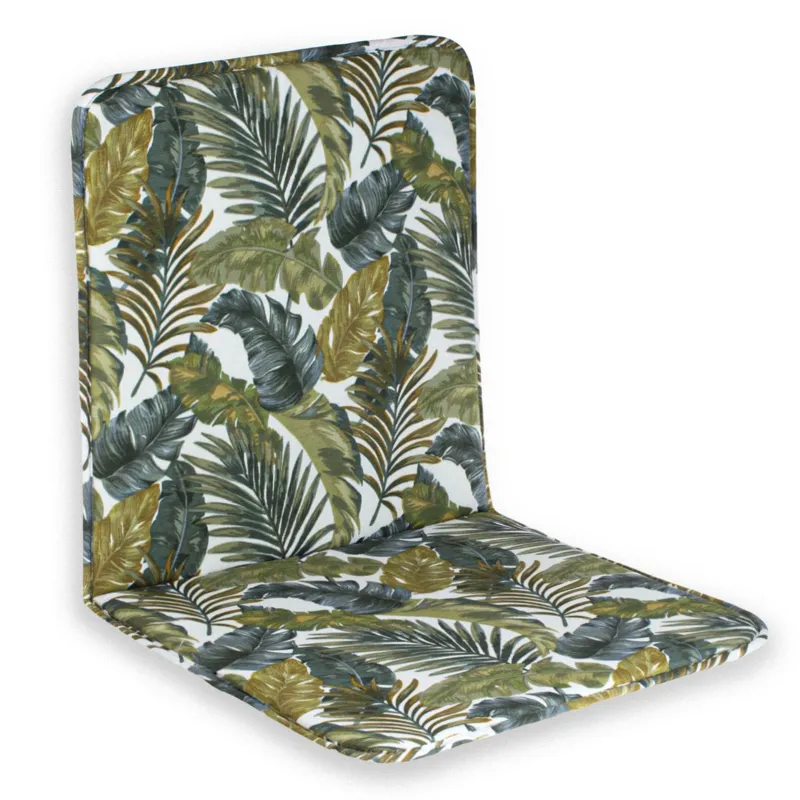 Pernă de scaun cu spătar, Verde Olive, Model Frunze de Banan, 85x43cm