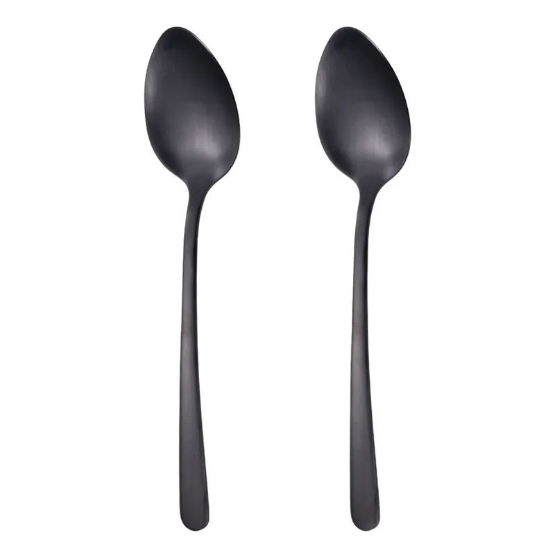 Set de linguri din oțel inoxidabil negru mat, design elegant pentru masă