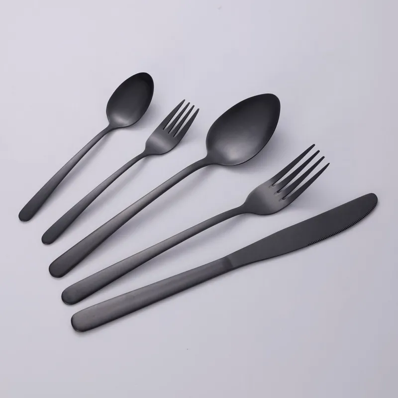 Furculite Mici din Oțel Inoxidabil Negru - Set de Lux
