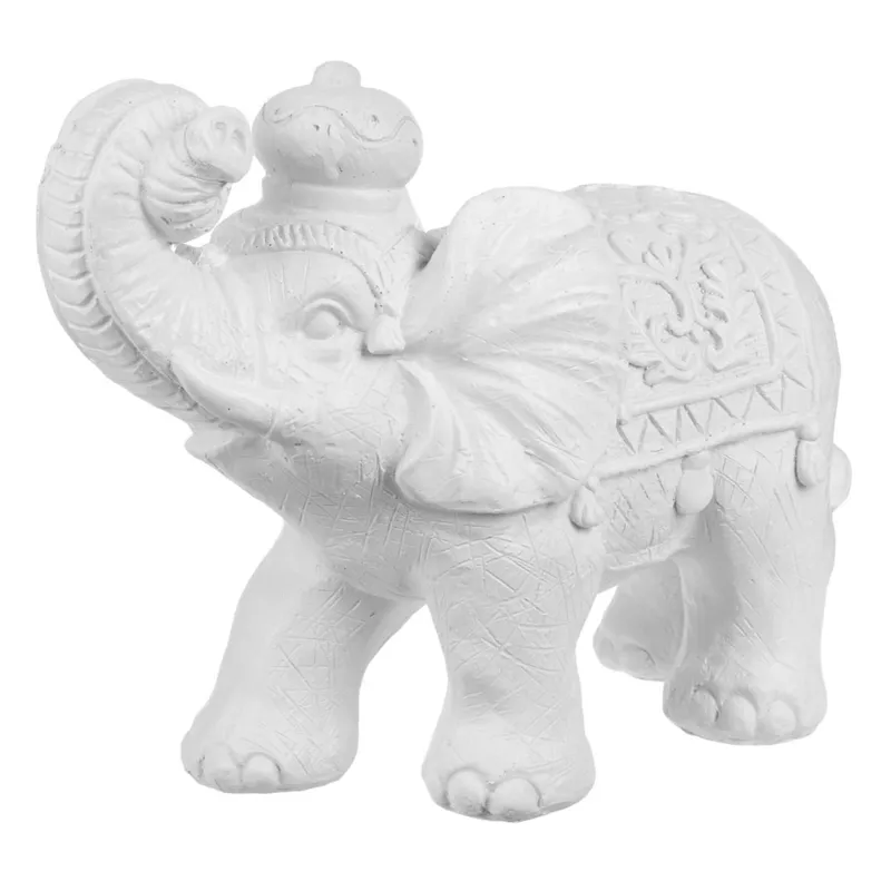 Decorațiune Ceramică Etnică Elefant Alb pentru Grădină