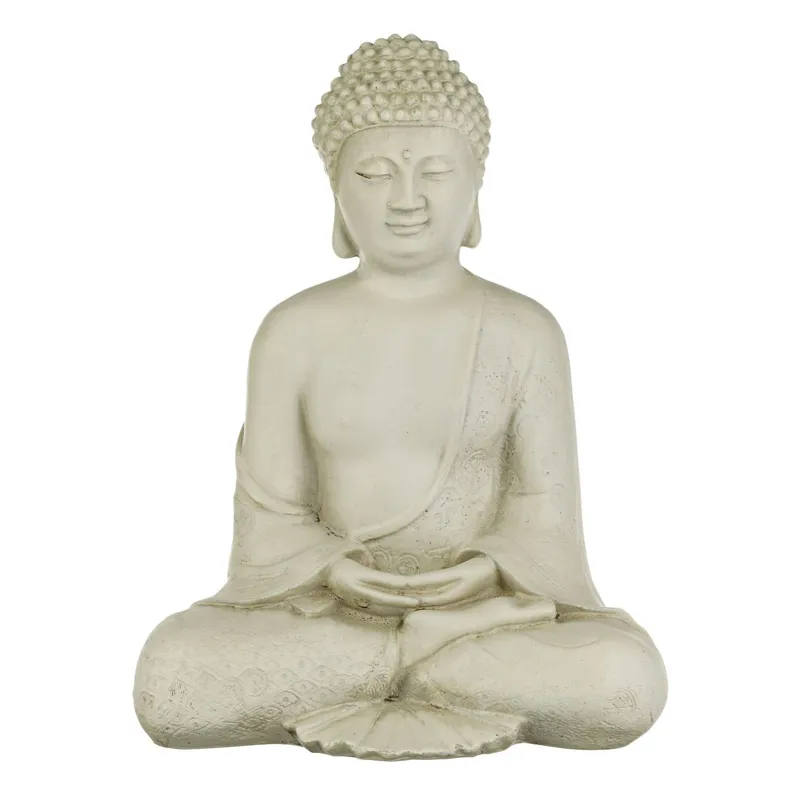Figurina Buddha de Ceramică Ecru pentru Decorațiune în Grădină