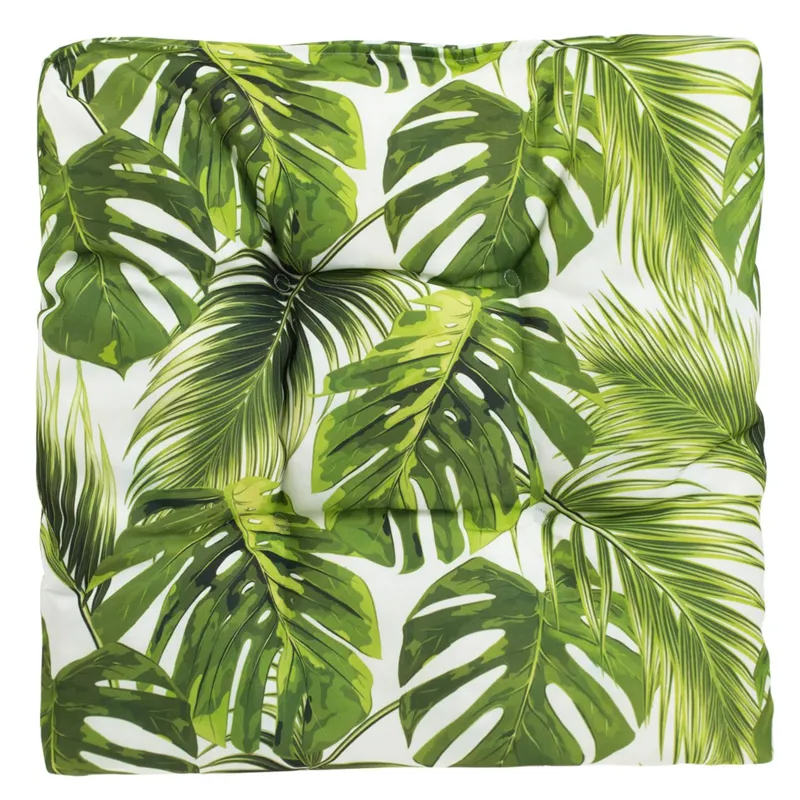 Pernă de podea rezistentă la apă, model frunze tropicale, 40x40 cm