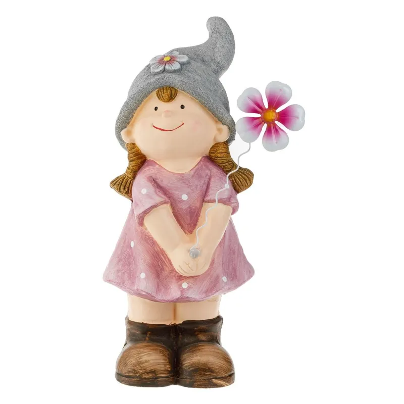 Figură decorativă din ceramică fetiță cu floare de grădină – poza 2