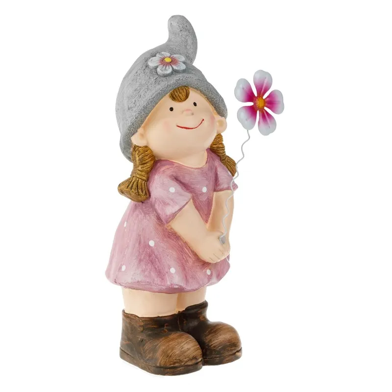 Figură decorativă din ceramică fetiță cu floare de grădină – poza 4
