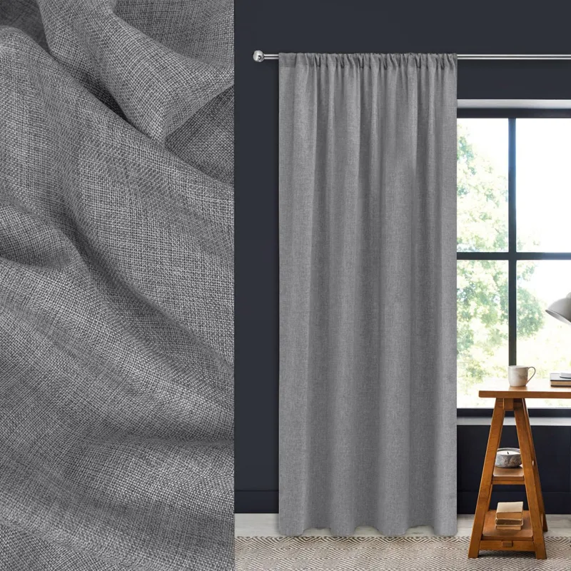 Perdea decorativă cu bandă, Gri Antracit, 140x260cm