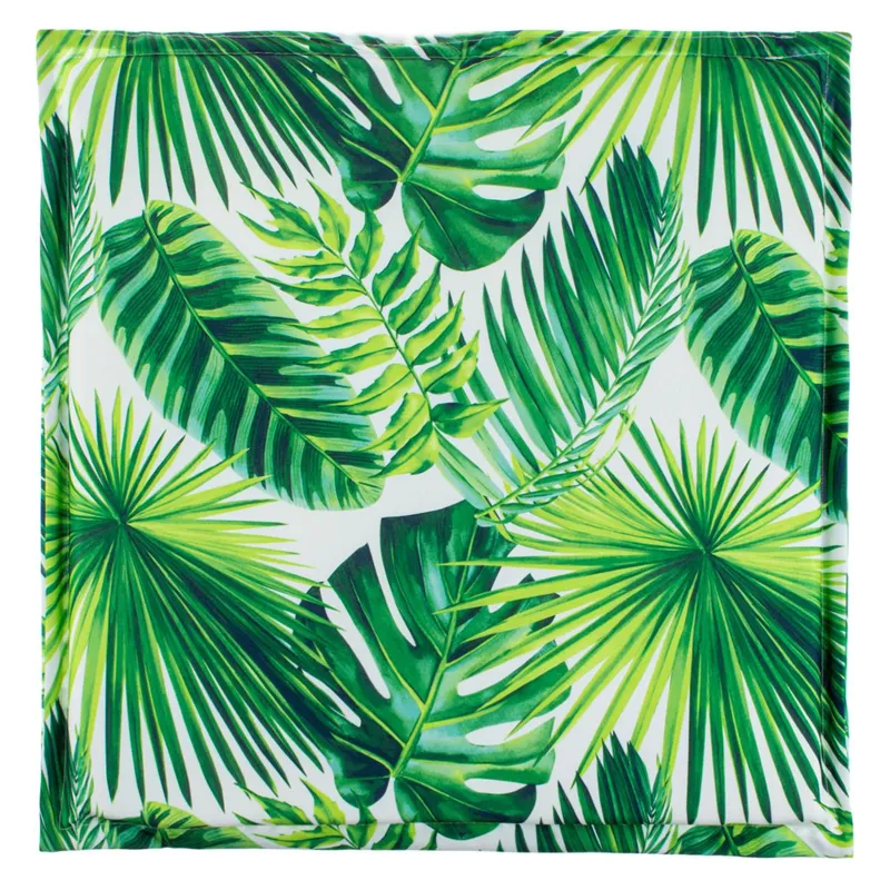 Pernă pentru scaun de exterior, rezistentă la apă, model frunze tropicale, 41x41 cm