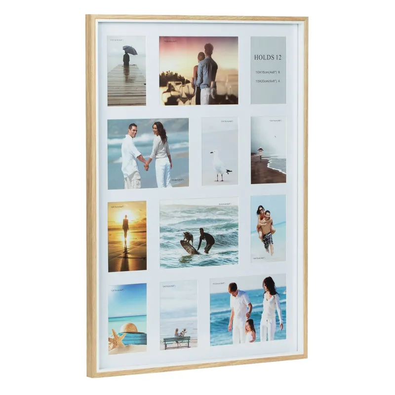 Ramă foto decorativă din lemn cu paspartu, 12 fotografii, 52.5x72.5 cm – poza 3